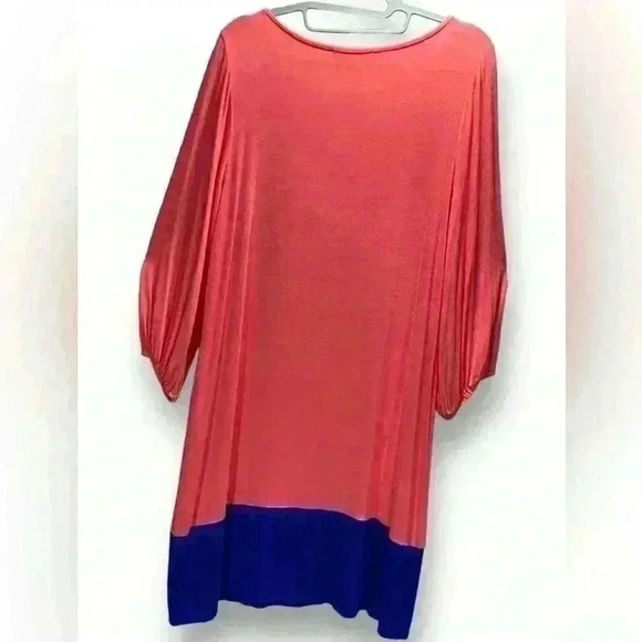 Hourglass Lilly Women Coral and Blue Color Block Casual Dress M - Picture 2 of 4